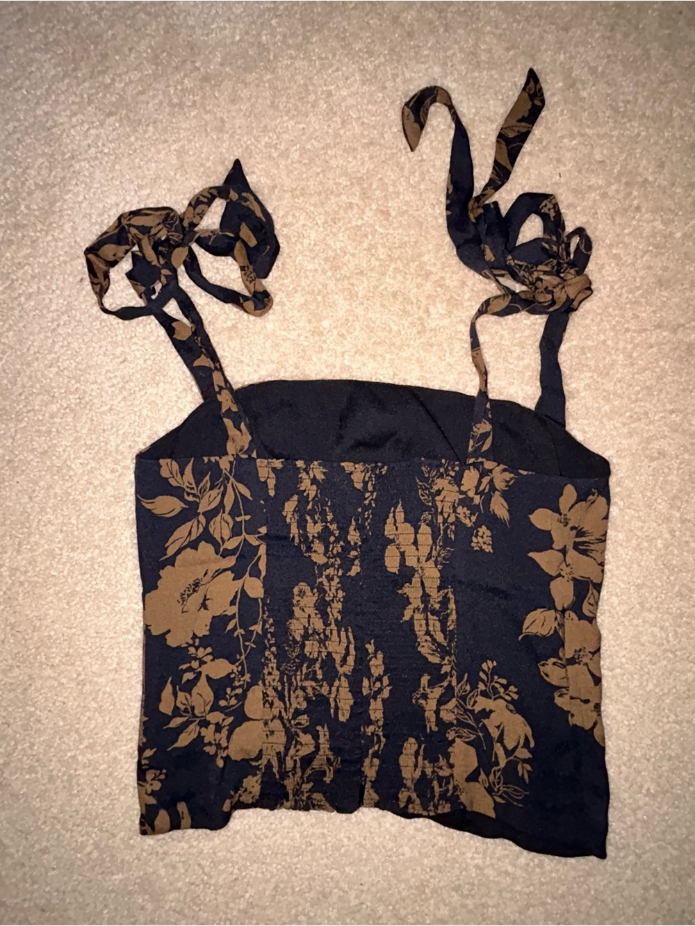 Reformation Ellora Sleeveless Floral Tie-Shoulder Top - Black & Brown - Picture 4 of 4